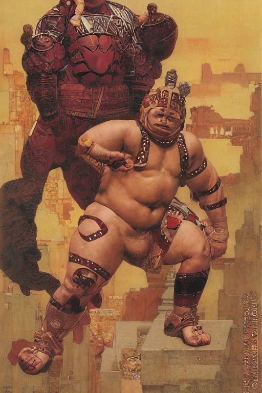 Prompt: full length portrait of akebono taro as marvel's juggernaut, new york, painted by lawrence alma tadema, zdzislaw beksinski, norman rockwell, jack kirby, tom lovell, alex malveda, greg staples