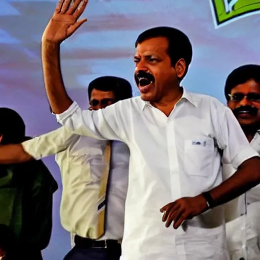 Prompt: arvind kejriwal dancing like a mad man