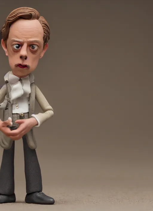 Prompt: product photography of a claymation action figure stylish gentleman steve buscemi, depth of field, zeiss lens, detailed, centered, by erwin olaf, joop geesink, wes anderson, breathtaking, 8 k resolution, extremely detailed, beautiful, establishing shot, realistic materials, hyperrealistic