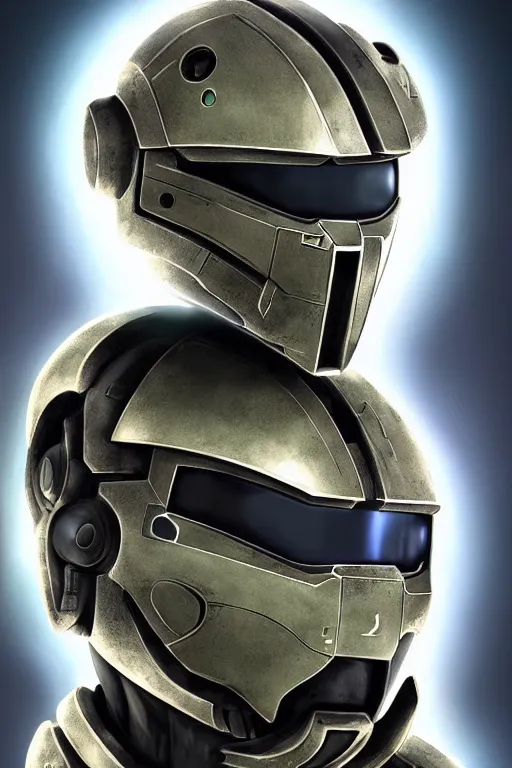 Image similar to robot ninja mask helmet halo master chief radiating a glowing aura global illumination ray tracing hdr fanart arstation by ian pesty and katarzyna da „ bek - chmiel