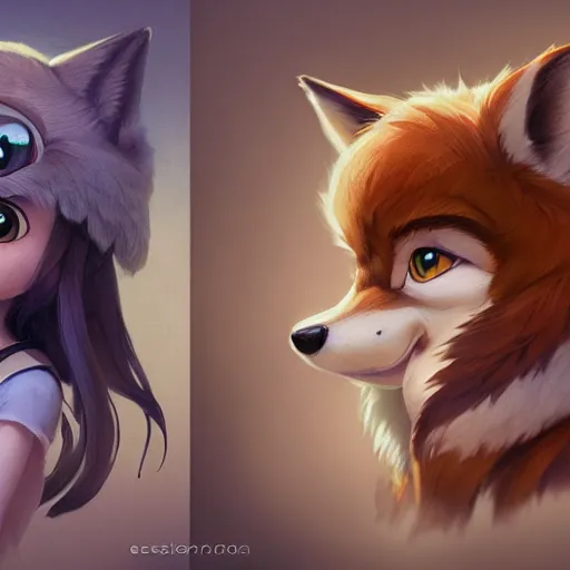 Image similar to portrait character design a cute fluffy wolf girl, style of maple story and zootopia, portrait studio lighting by jessica rossier and brian froud and gaston bussiere