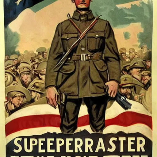 Image similar to supersoldiers wwi american propaganda poster by james gurney