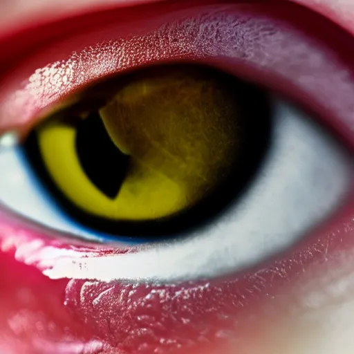 Image similar to extreme closeup macro shot of eye in mouth, ray tracing, hyper detailed, extremely realistic,