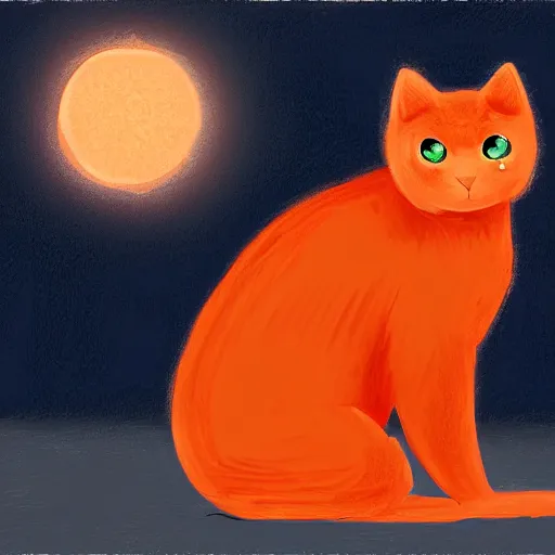 Image similar to A fuzzy orange cat sitting on planet earth, digital painting, in the style of Pixar