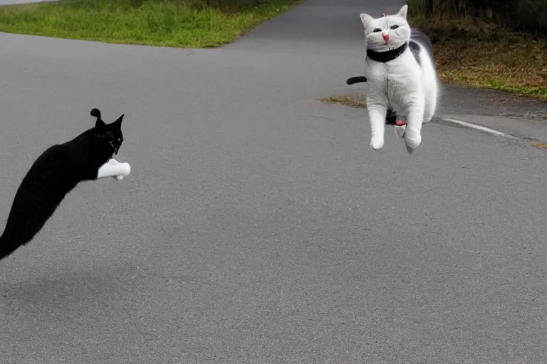 Prompt: cat flying on a bicycle