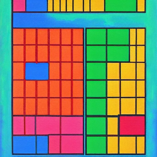 Image similar to a painting of tetris art by monet