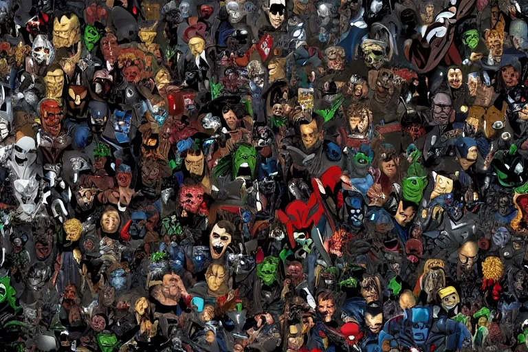 Image similar to VFX movie portrait closeup DC vs. Marvel horde by Emmanuel Lubezki