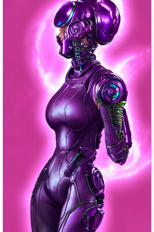 Image similar to samus aran, kowloon cyberpunk, biomechanical oppai, rain, purple and pink neon, by artgerm and kaneko and sorayama and alphonse mucha, trending on artstation