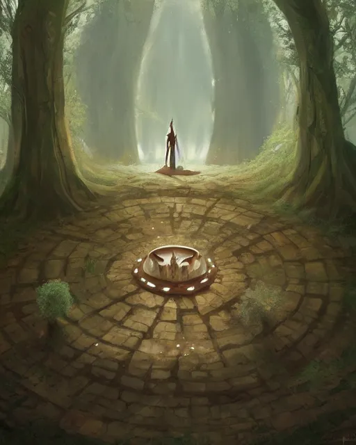 Image similar to a druid standing in a circle at the beginning of the world by mandy jurgens