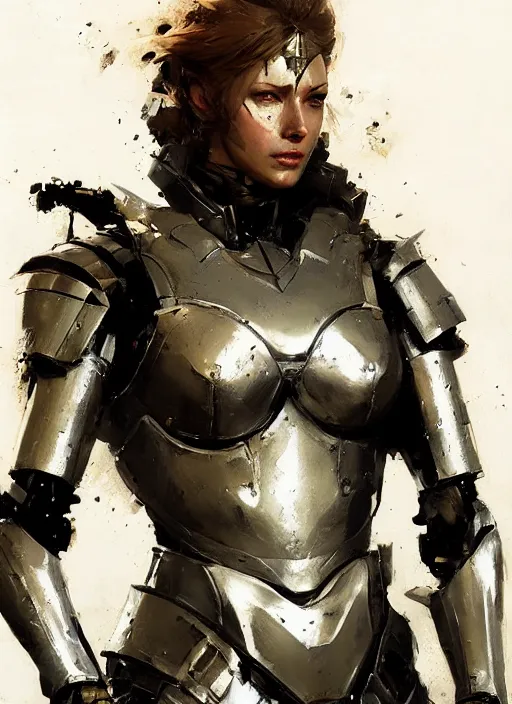 Image similar to epic woman portrait in armour made out of strongest metal gear by greg rutkowski and craig mullins