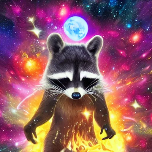 Prompt: cosmic raccoon explosion
