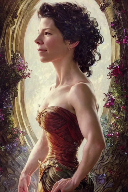 Prompt: Evangeline Lilly portrait, fantasy, elegant, intricate, by Stanley Artgerm Lau, greg rutkowski, thomas kindkade, alphonse mucha, loish, norman Rockwell