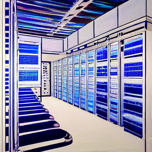 Prompt: a painting by Wayne Thiebaud of a high end GPU crypto farm, cooling, high specs, ethereal!!!!!!!, by Wayne Thiebaud, neon gradient, highly detailed GPU