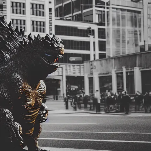 Prompt: dslr portrait still of godzilla, 8 k, 8 5 mm f 1. 4