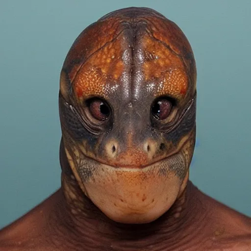 Image similar to turtle headed human, mugshot