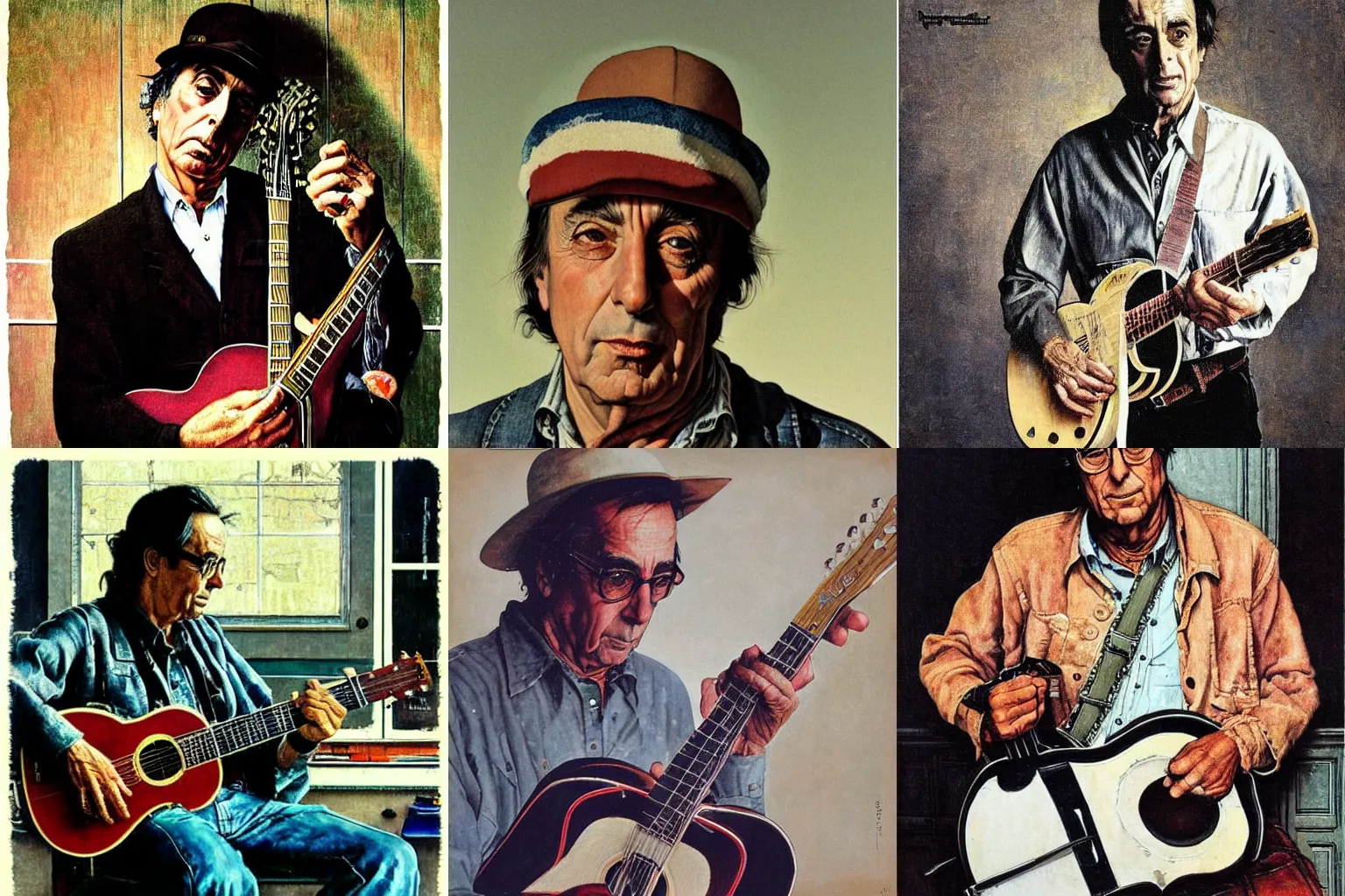 Prompt: “portrait of ry cooder, by Norman Rockwell”