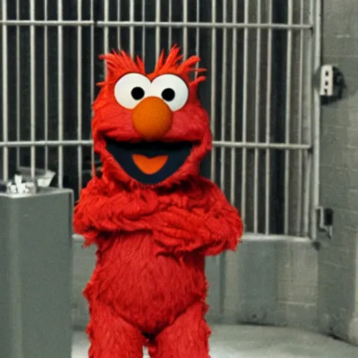 Prompt: elmo in prison