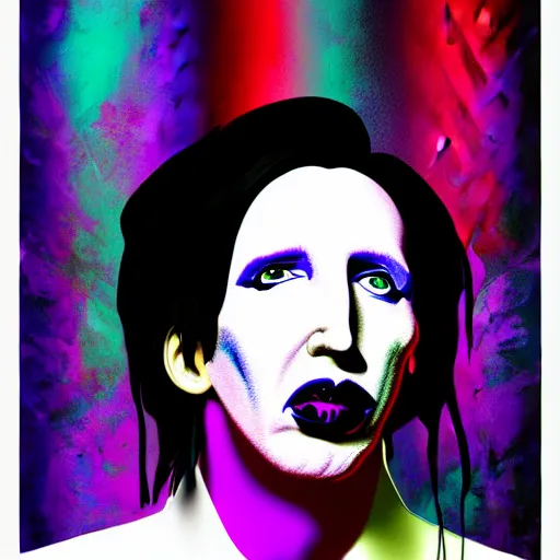 Image similar to an extremely psychedelic portrait of marilyn manson as andy warhol, surreal, lsd, face, detailed, intricate, elegant, lithe, highly detailed, digital painting, artstation, concept art, smooth, sharp focus, illustration