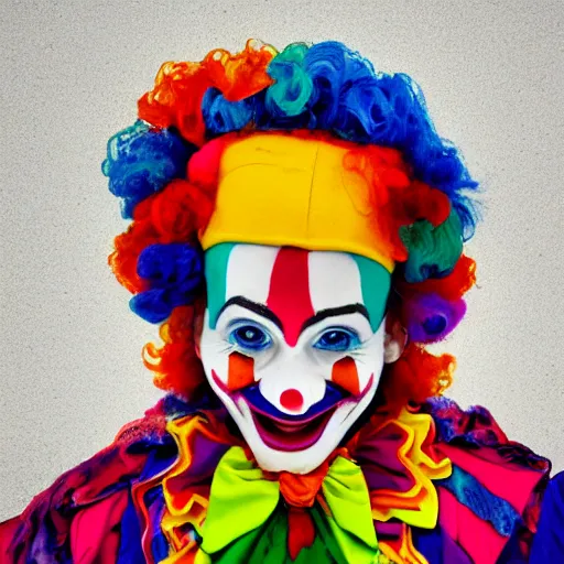 Image similar to Portrait of a colorful happy joyful clown