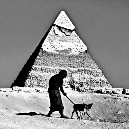 Prompt: working at the pyramids