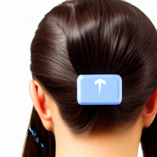 Image similar to usb cable plugged in, back of head, woman, computer, hair clip