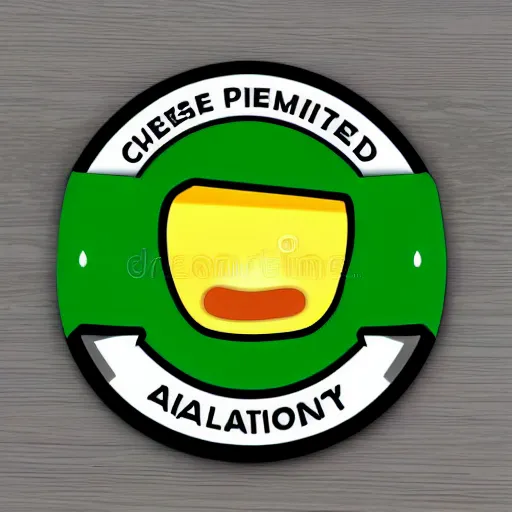 Image similar to a cheese with a green participation badge, stock art, 8K