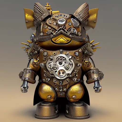 Image similar to A steampunk pikachu made from ornate engraved full plate armor and gears, macro shot by Justin Gerard, unreal engine, physically based rendering