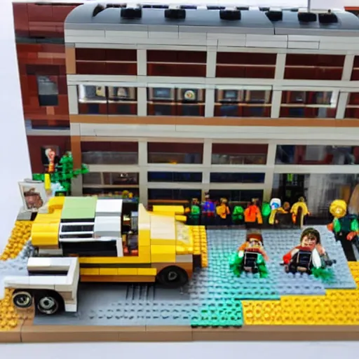 Image similar to 1 9 7 6 apple garage lego set with steve jobs and steve wozniak