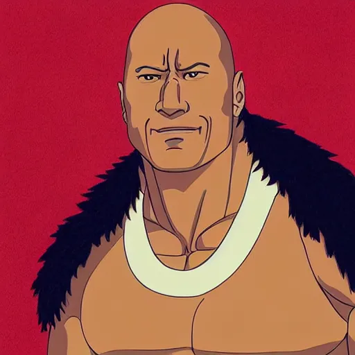 Image similar to A portrait of Dwayne Johnson by Studio Ghibli