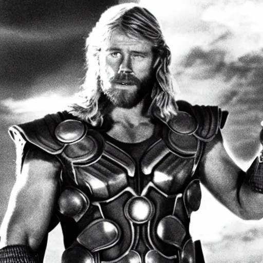 Prompt: still of robert redford as thor in thor ( 1 9 7 5 )