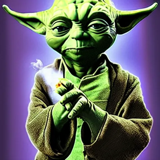 Prompt: Yoda smoking a joint