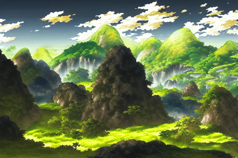 Image similar to mushoku tensei landscape art