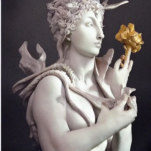 Image similar to sculpture of persephone, goddess of the underworld, made by michelangelo, art station, concept art