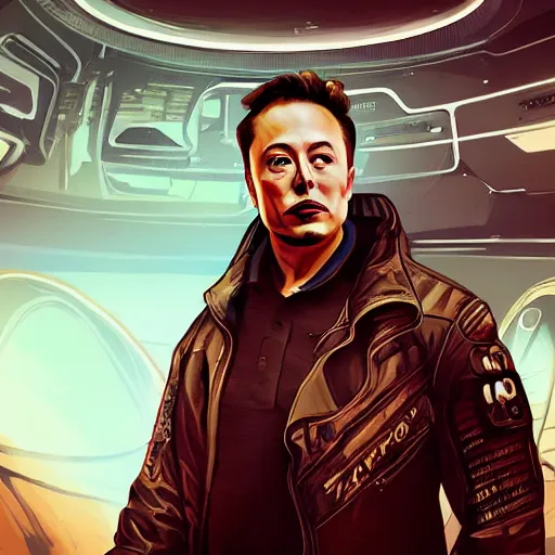 Image similar to elon musk in cyberpunk style on mars digital art very detailed 4 k detailed super realistic