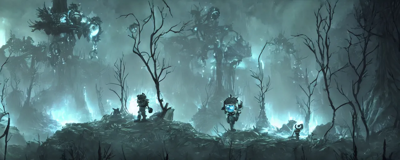 Image similar to fallout 3 in the style of ori and the blind forest