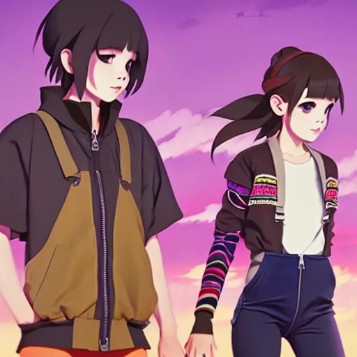 Image similar to beautiful boyish emma watson in majora's mask, wearing oversized mayan bomber jacket with overalls and leotard, bulky poofy bomber jacket with mayan patterns, aztec street fashion, gapmoe yandere grimdark, trending on pixiv fanbox, painted by greg rutkowski makoto shinkai takashi takeuchi studio ghibli, akihiko yoshida