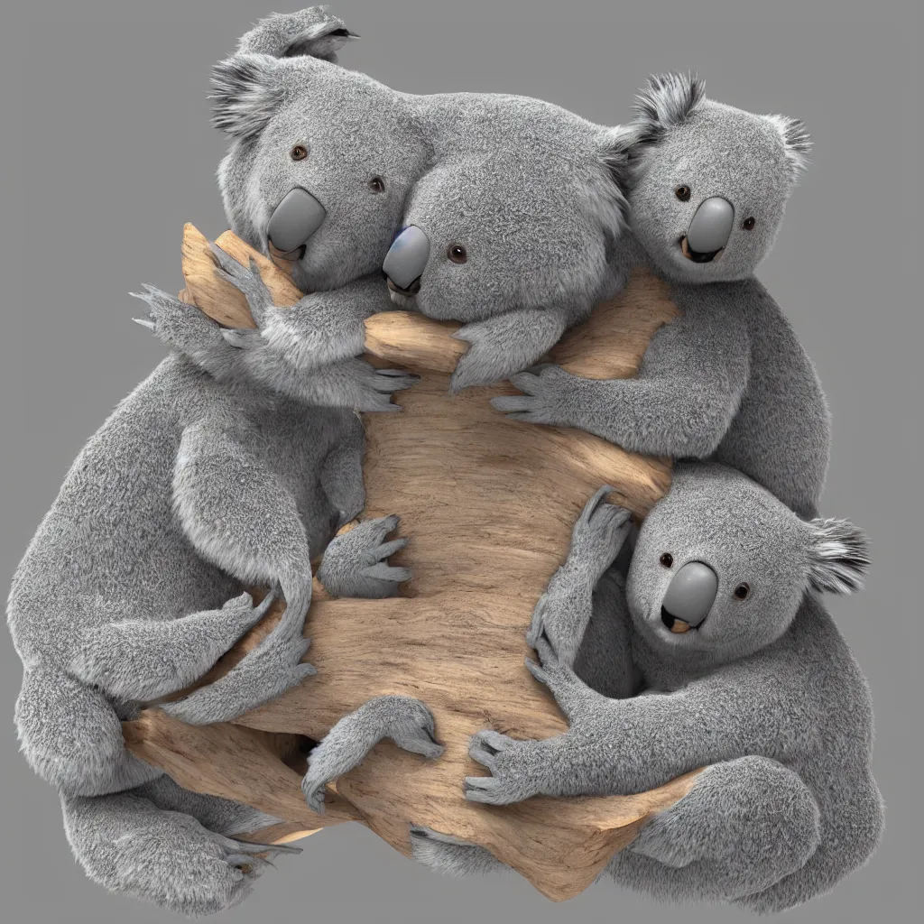 Image similar to a new log hybrided by the blender 3 d and a koala