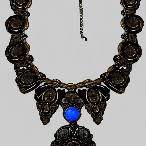 Prompt: necro artnouveau style necklace