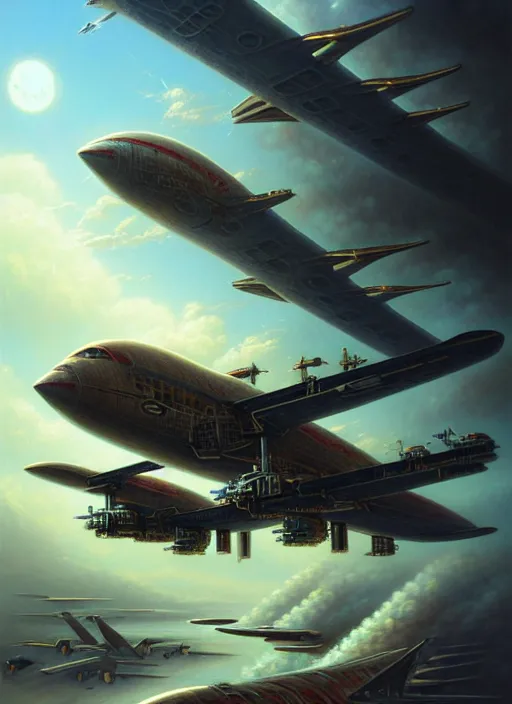 Prompt: portrait shot of cybertronic airplane in a scenic dystopian environment, intricate, elegant, highly detailed, centered, digital painting, artstation, concept art, smooth, sharp focus, illustration, artgerm, tomasz alen kopera, peter mohrbacher, donato giancola, joseph christian leyendecker, wlop, boris vallejo