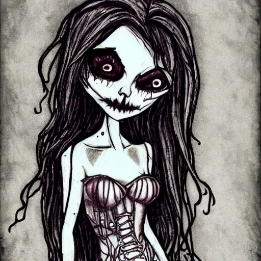 Image similar to grunge drawing by mrrevenge of a dog, corpse bride style