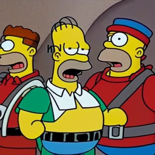 Prompt: homer simpson delivers pizza to the teenage mutant ninja turtles