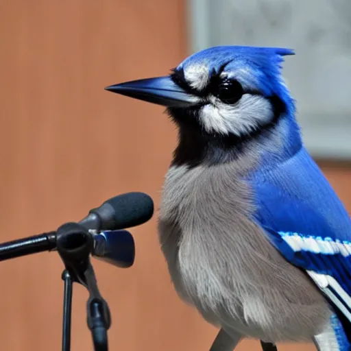 Image similar to bluejay giving a speech