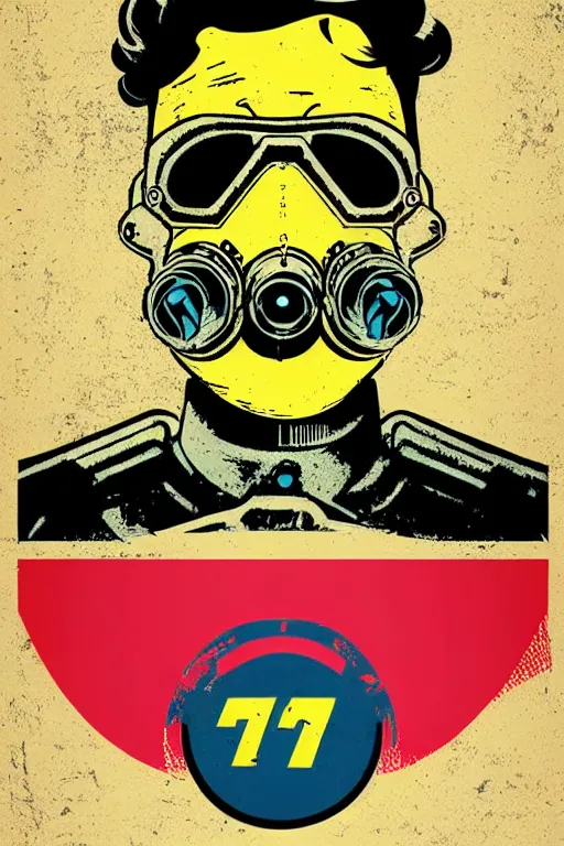 Image similar to fallout 7 6 retro futurist illustration art by butcher billy, sticker, colorful, illustration, highly detailed, simple, smooth and clean vector curves, no jagged lines, vector art, smooth andy warhol style