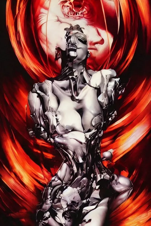 Image similar to a dream divided by zero : : hyperreal surrealism hypermaximal symbolism, paranoid critical method, glitchcore : : by artgerm, nychos, yoji shinkawa, todd mcfarlane — c 1 5