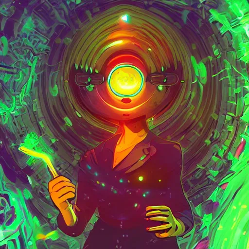 Image similar to skill magic geek inside matrix deepdream radiating a glowing aura stuff loot legends stylized digital illustration video game icon artstation lois van baarle, ilya kuvshinov, rossdraws,