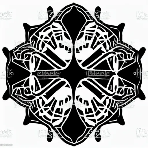 Image similar to laser cut, glowforge template, black on white background, flat 2 d vector art, 2 d low polygon art, custom longsword, symmetric art, vector line art, polygon