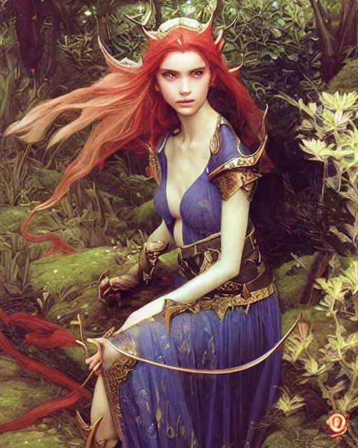 Image similar to a beautiful elf princess by Edgar Maxence and Ross Tran and Michael Whelan