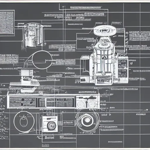 Image similar to exploded technical diagram of the most useless machine ever. highly detailed, vector drawing, very very precise, mechanical diagram, technical manual, 8 k, high resolution scan