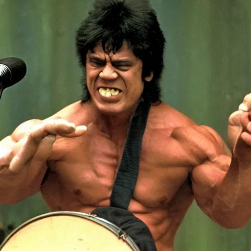 Image similar to hulk performing at woodstock