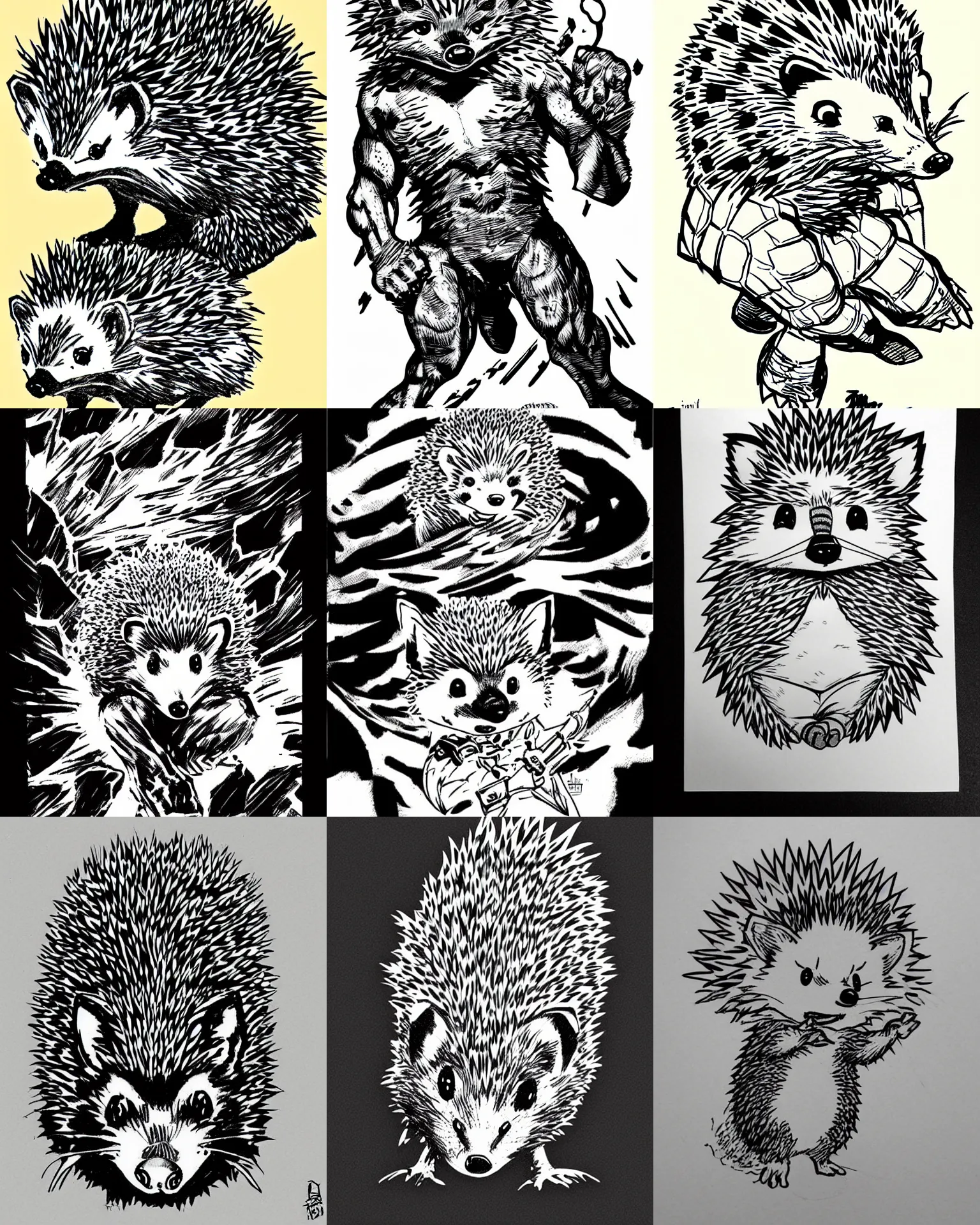 Prompt: hedgehog animal!!! jim lee!!! flat ink sketch by jim lee in the style of jim lee, comic book by jim lee